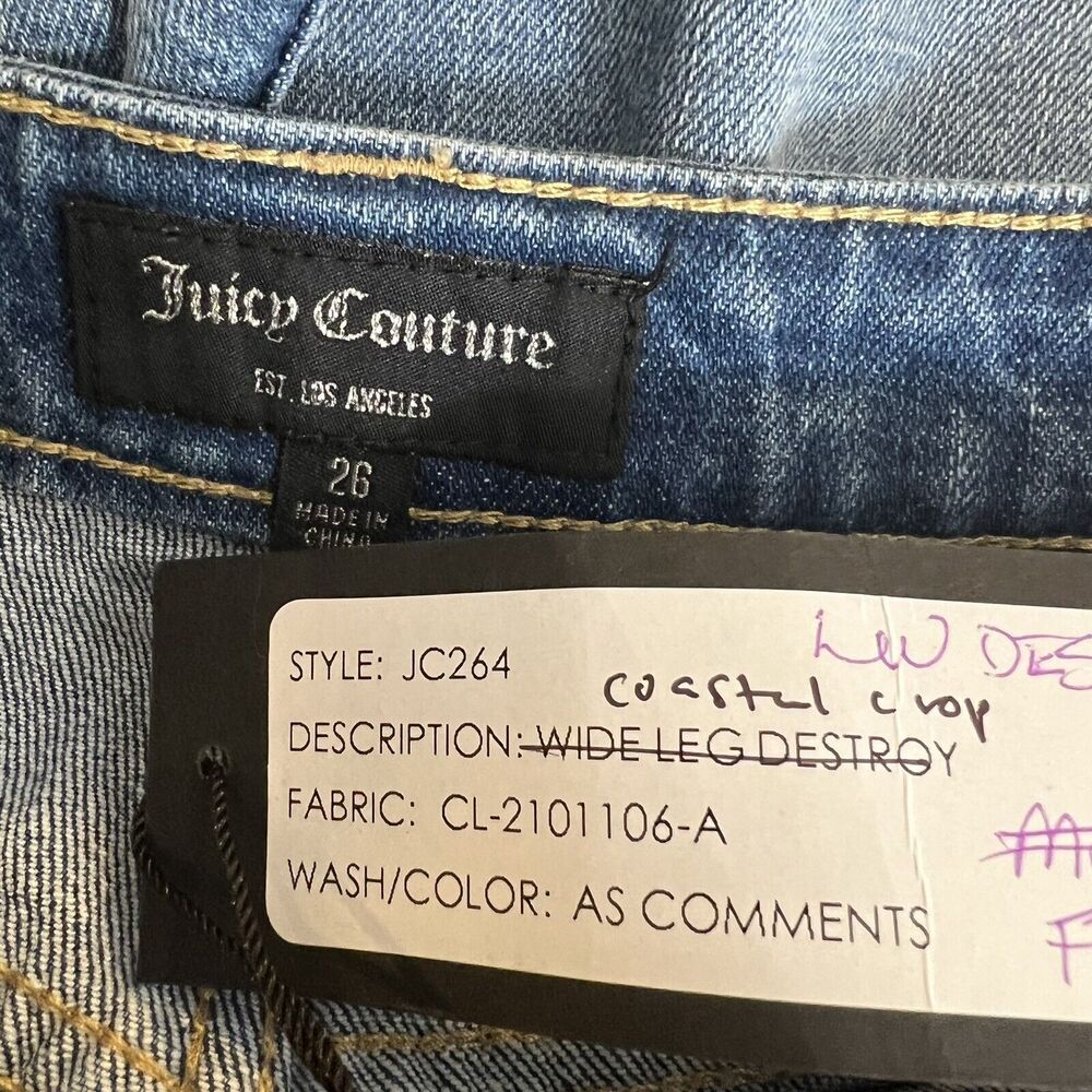 Juicy Couture Wide Leg Destroyed Jeans Size 26 New - Picture 8 of 8